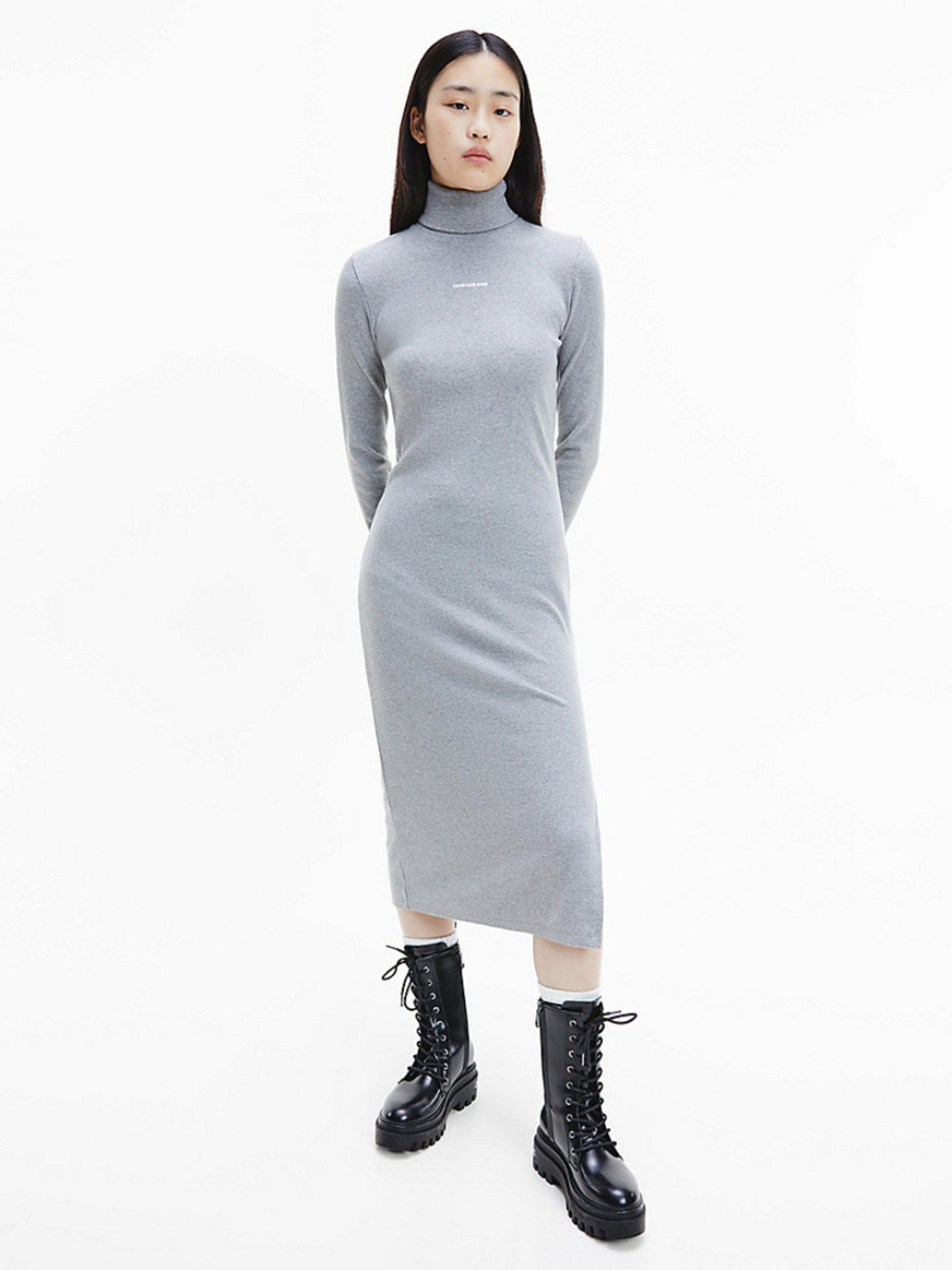 Calvin Klein dámské šedé šaty - S (P3E)