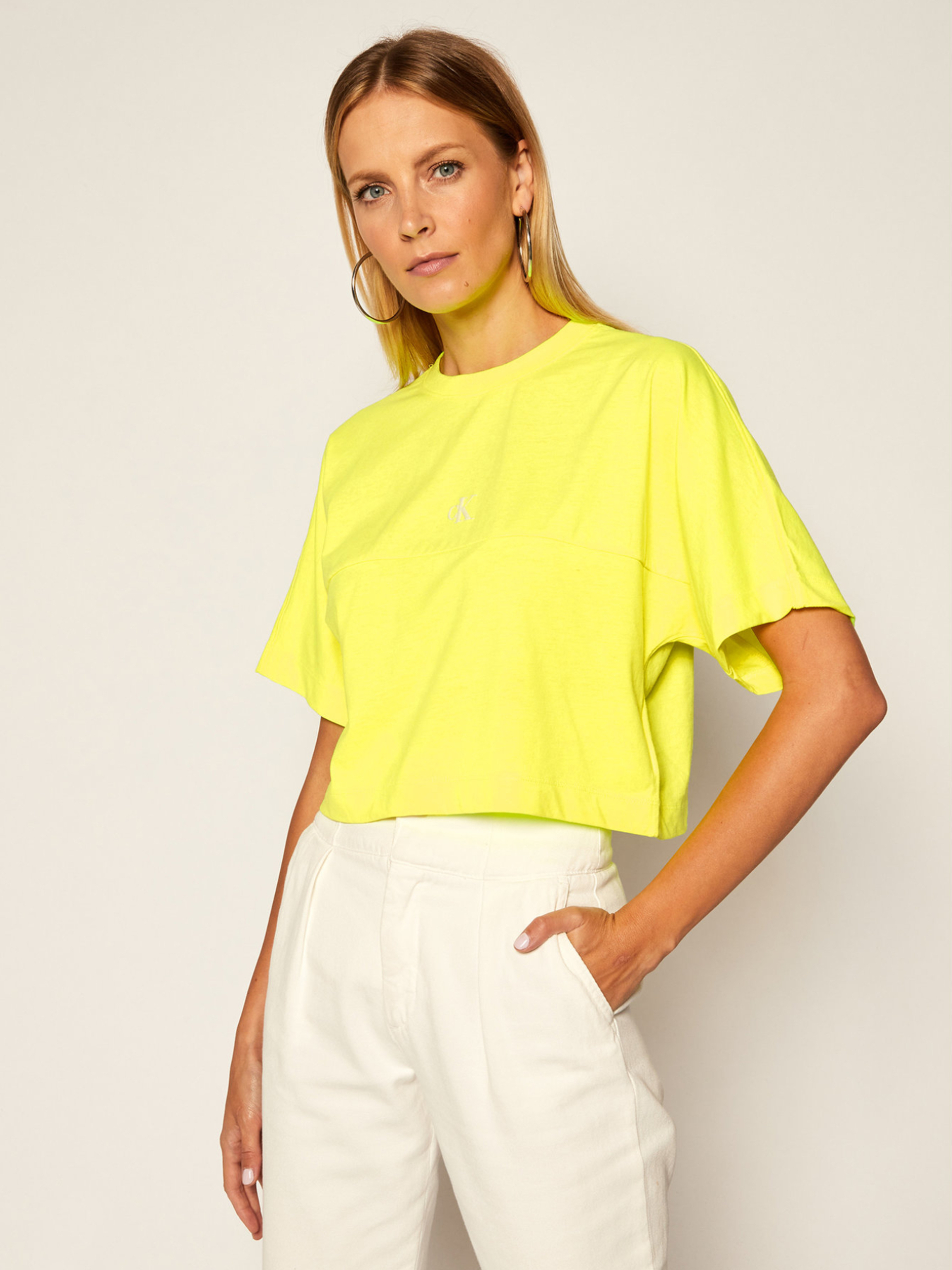 Calvin Klein dámské fosforové tričko - S (ZAA)