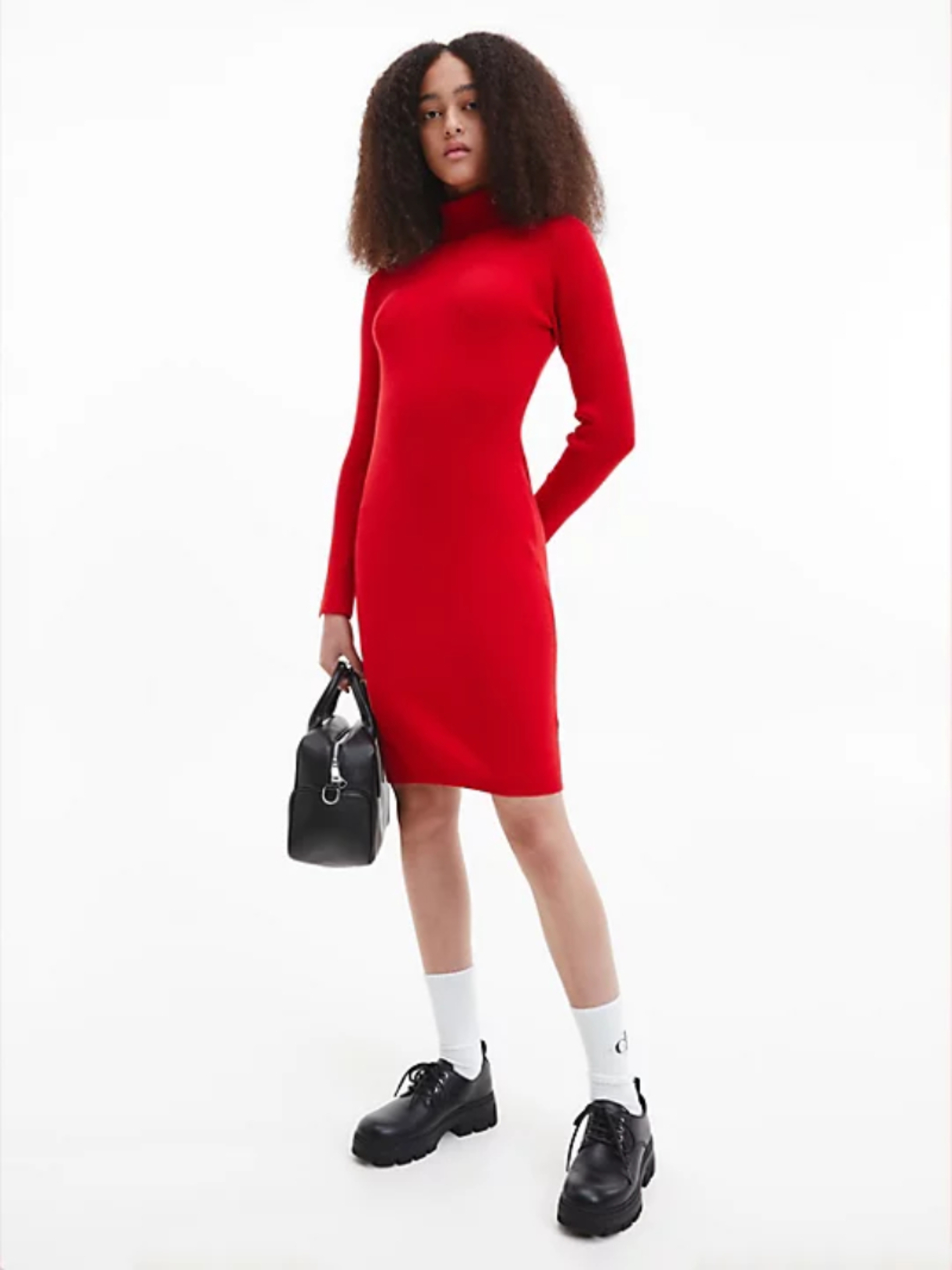 Levně Calvin Klein dámská červené vlněné šaty