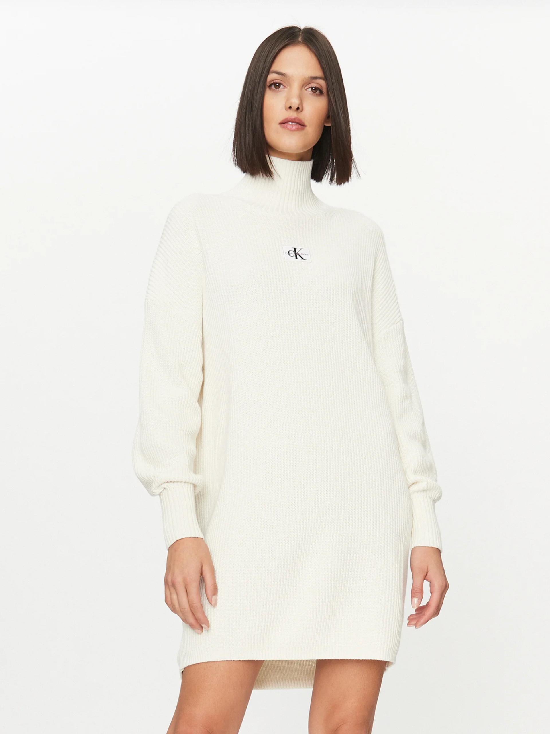 Calvin Klein dámské bílé úpletové šaty - M (YBI)