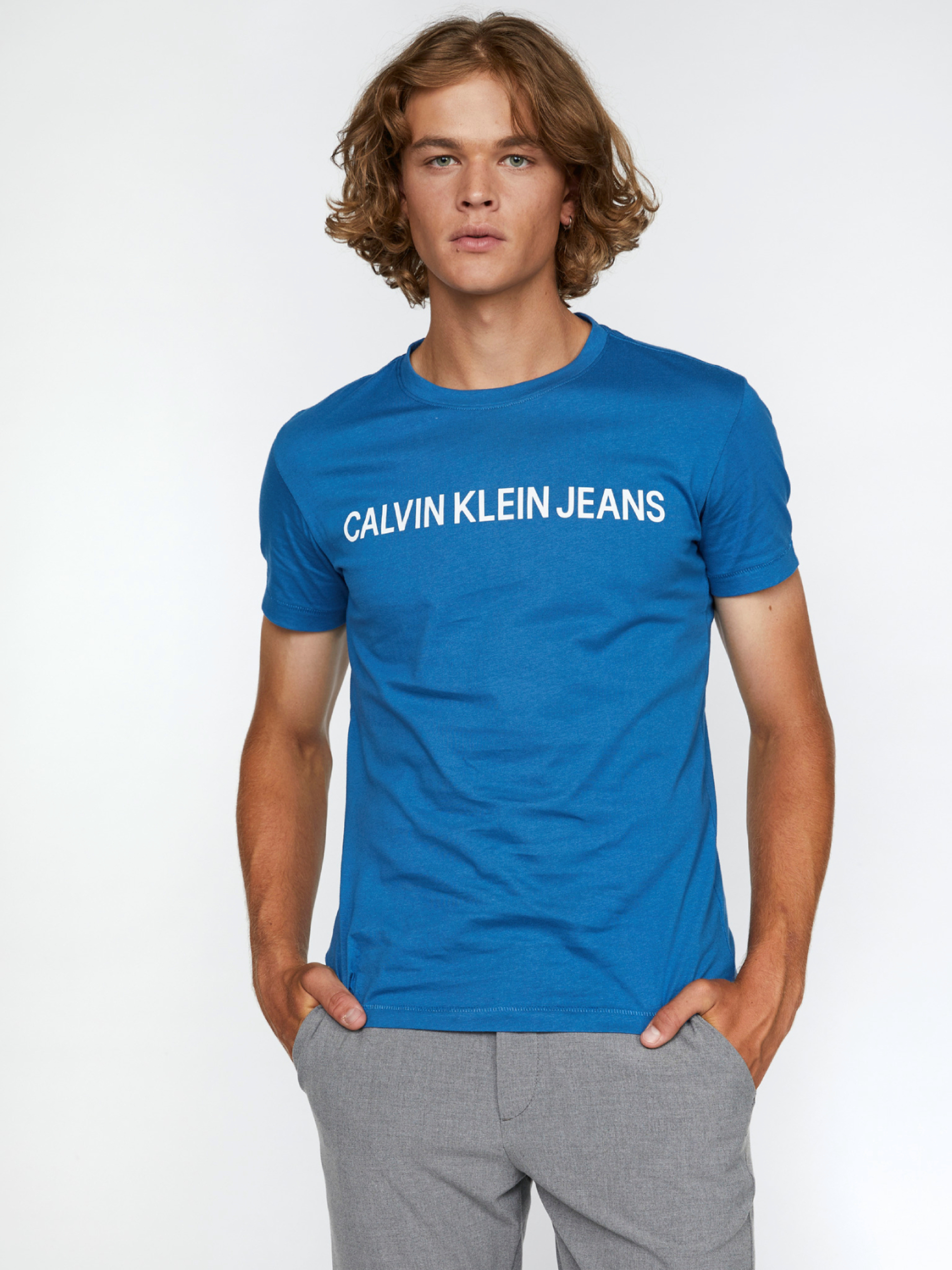 Levně Calvin Klein pánské modré tričko - S (C2Y)