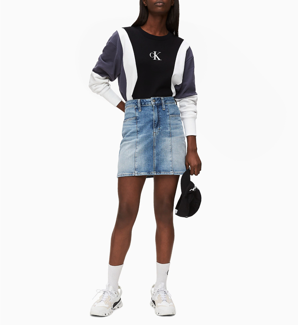 Calvin Klein dámská černobílá mikina Color Block - XS (BAE)