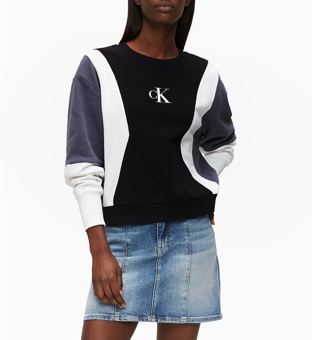 Calvin Klein dámská černobílá mikina Color Block - XS (BAE)