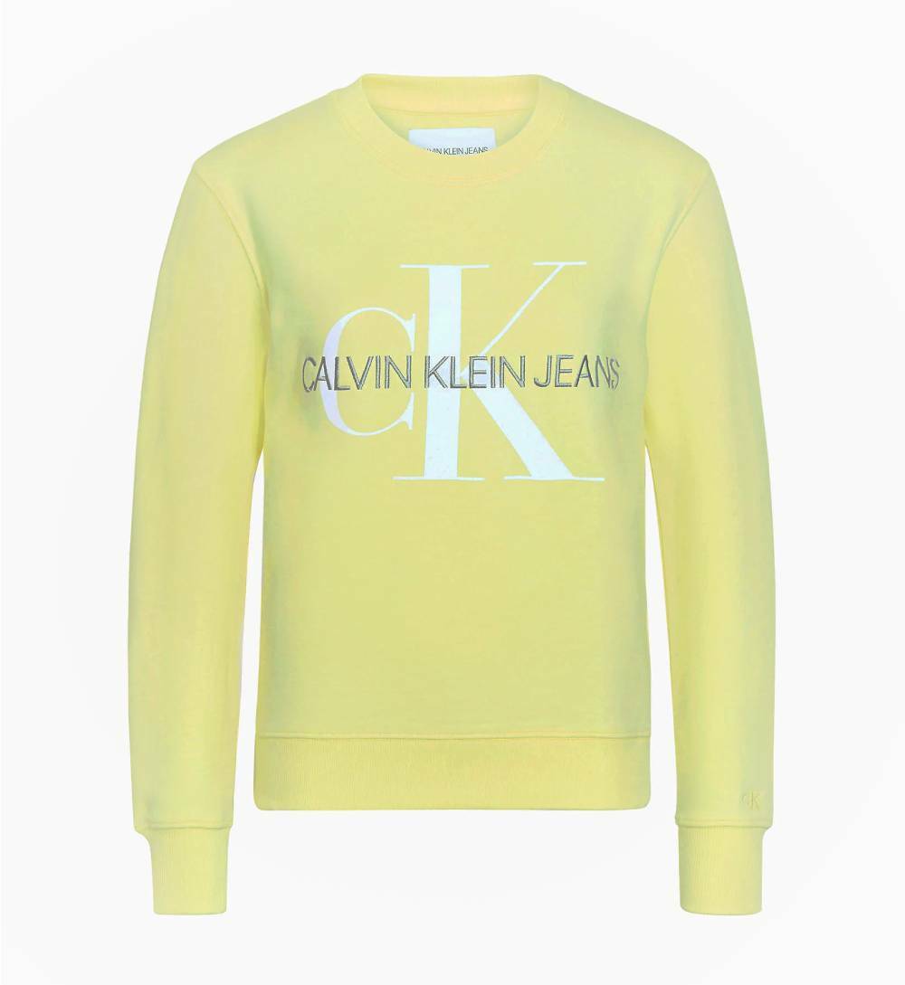 Calvin Klein dámská žlutá mikina Monogram - L (ZHH)