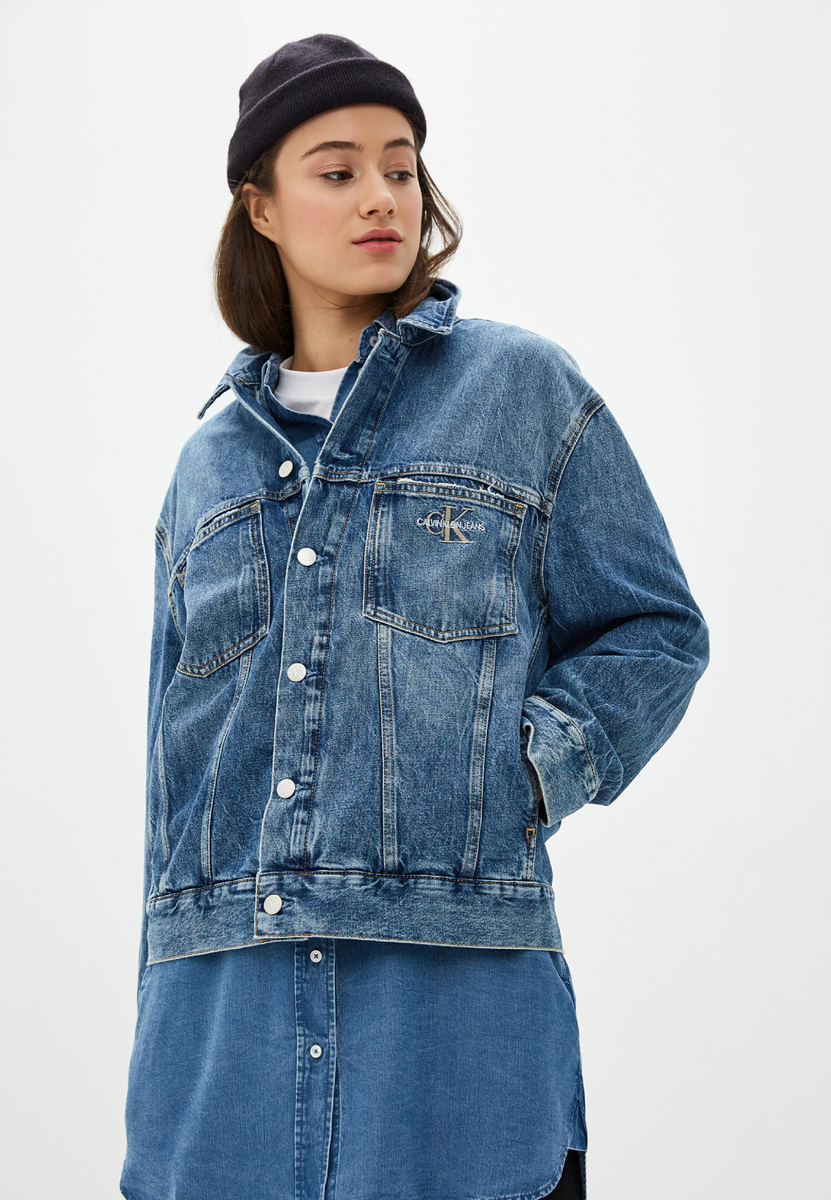 Calvin Klein dámská modrá džínová bunda - M (1A4)