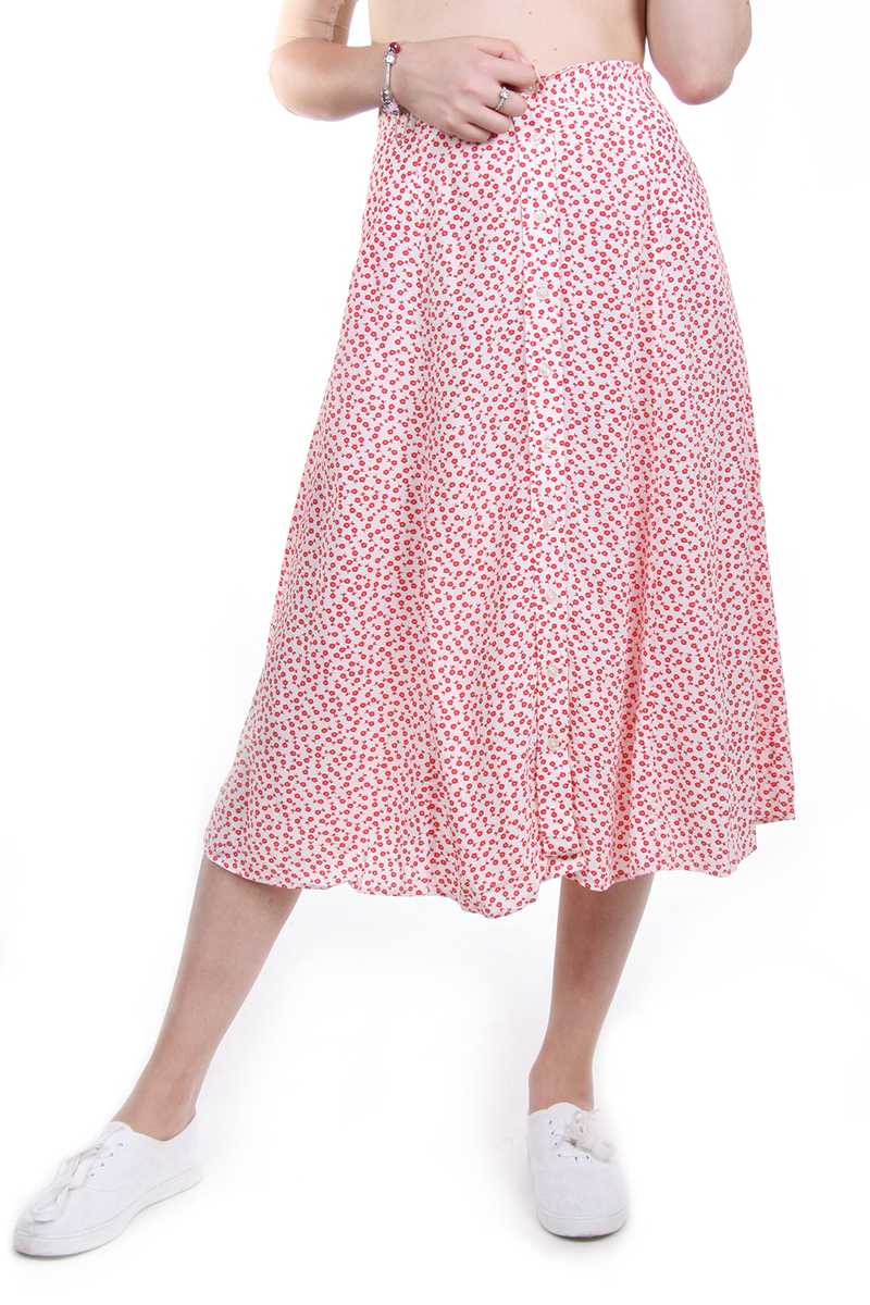Levně Calvin Klein dámská květovaná midi sukně