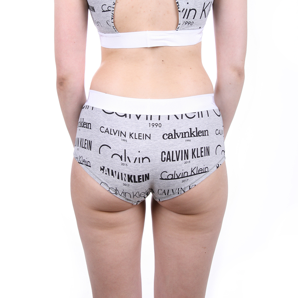 Calvin Klein dámské šedé kalhotky Boyshort - S (HLB)