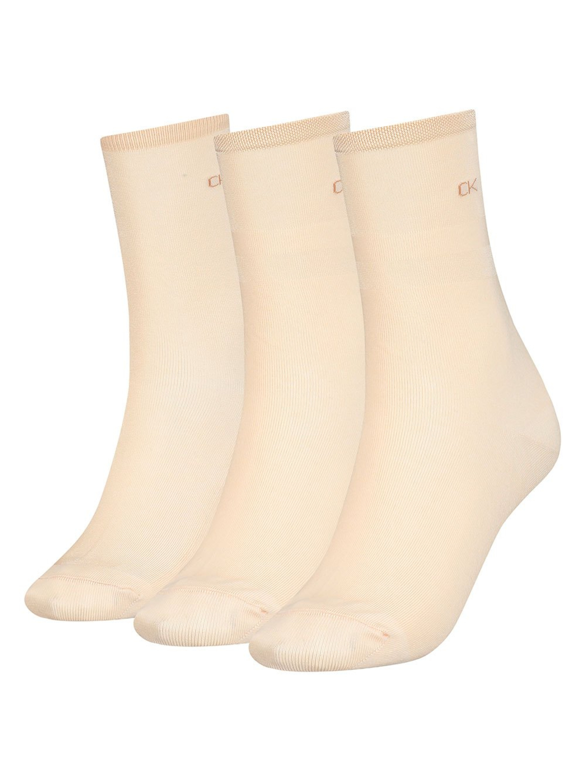 Calvin Klein dámské béžové ponožky 3 pack - ONESIZE (BEI)