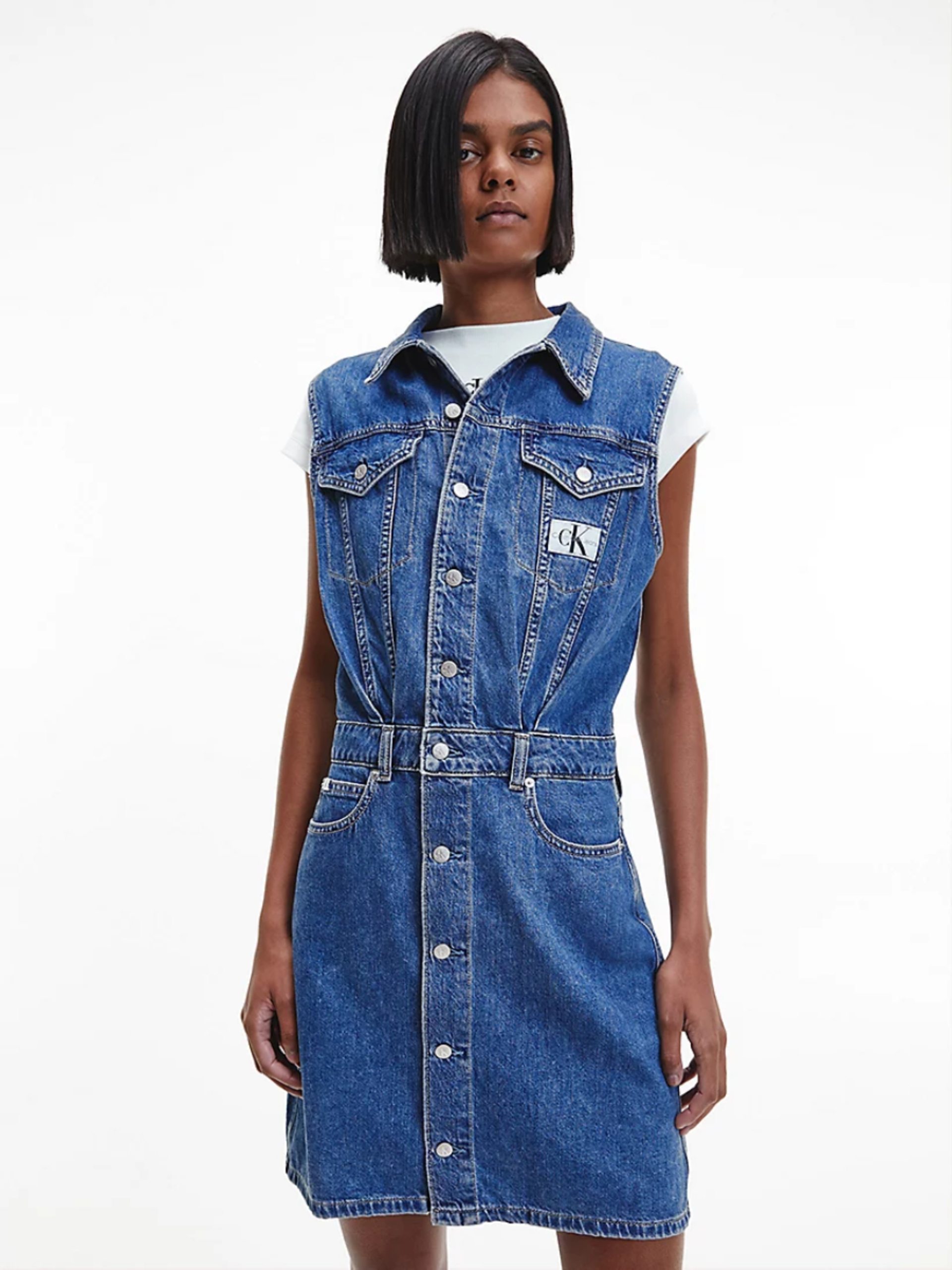 Levně Calvin Klein dámské džínové šaty - S (1A4)