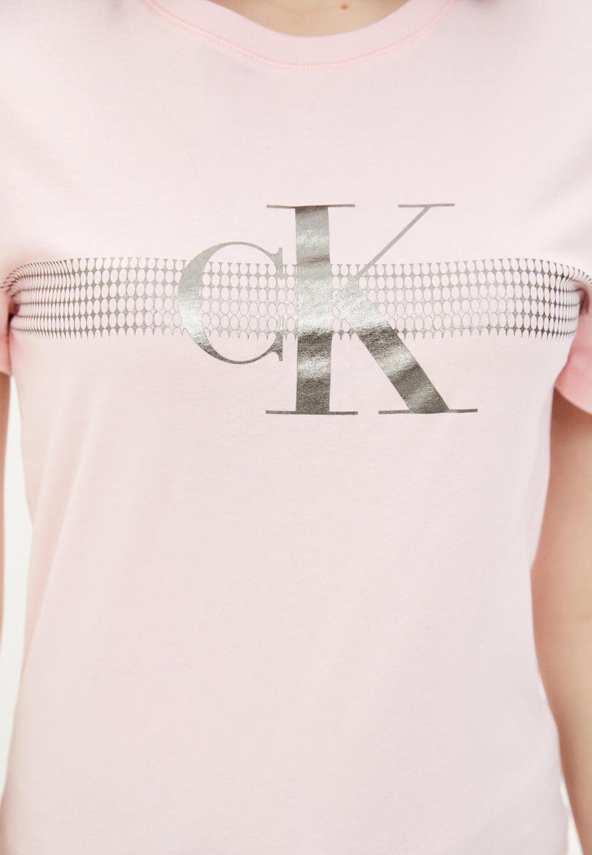Calvin Klein dámské růžové tričko Metallic - XS (TIR)
