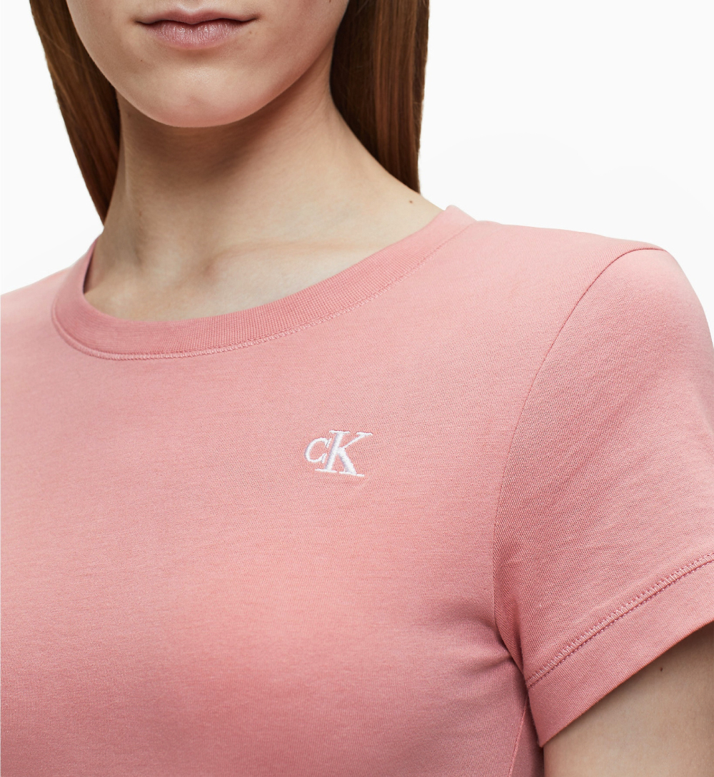 Calvin Klein dámské růžové tričko Embroidery - L (VAZ)