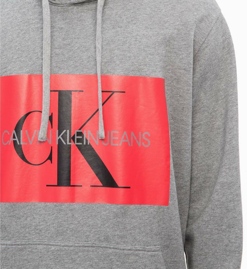 Calvin Klein pánská šedá mikina s kapucí Hoodie  - L (039)