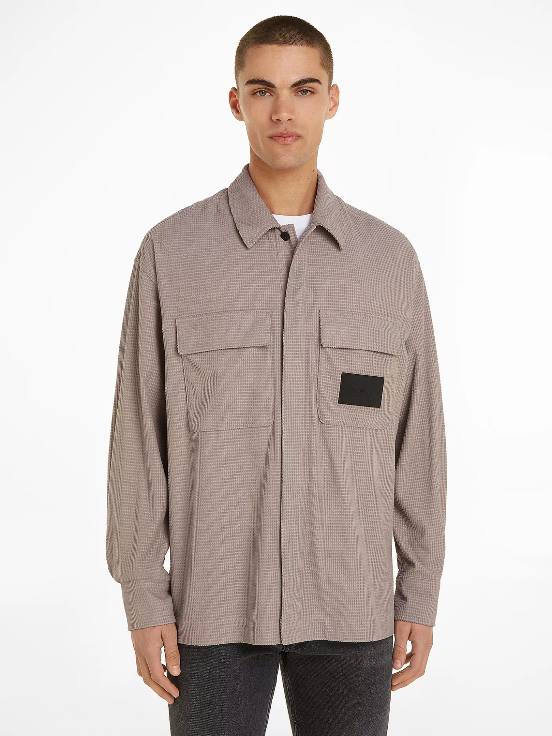 Calvin Klein pánská béžová košile - L (PEE)