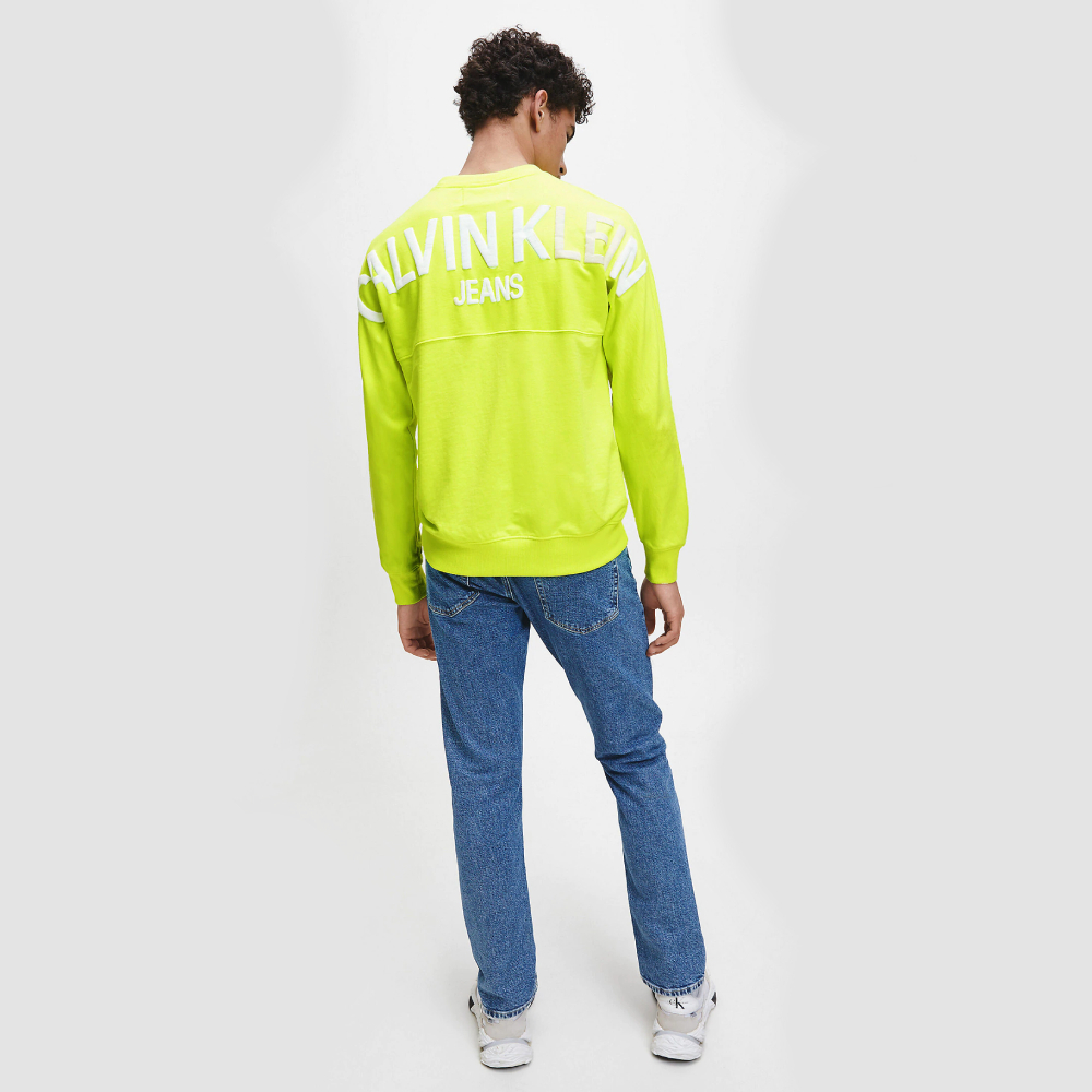 Calvin Klein pánská neonově žlutá mikina - L (ZAA)