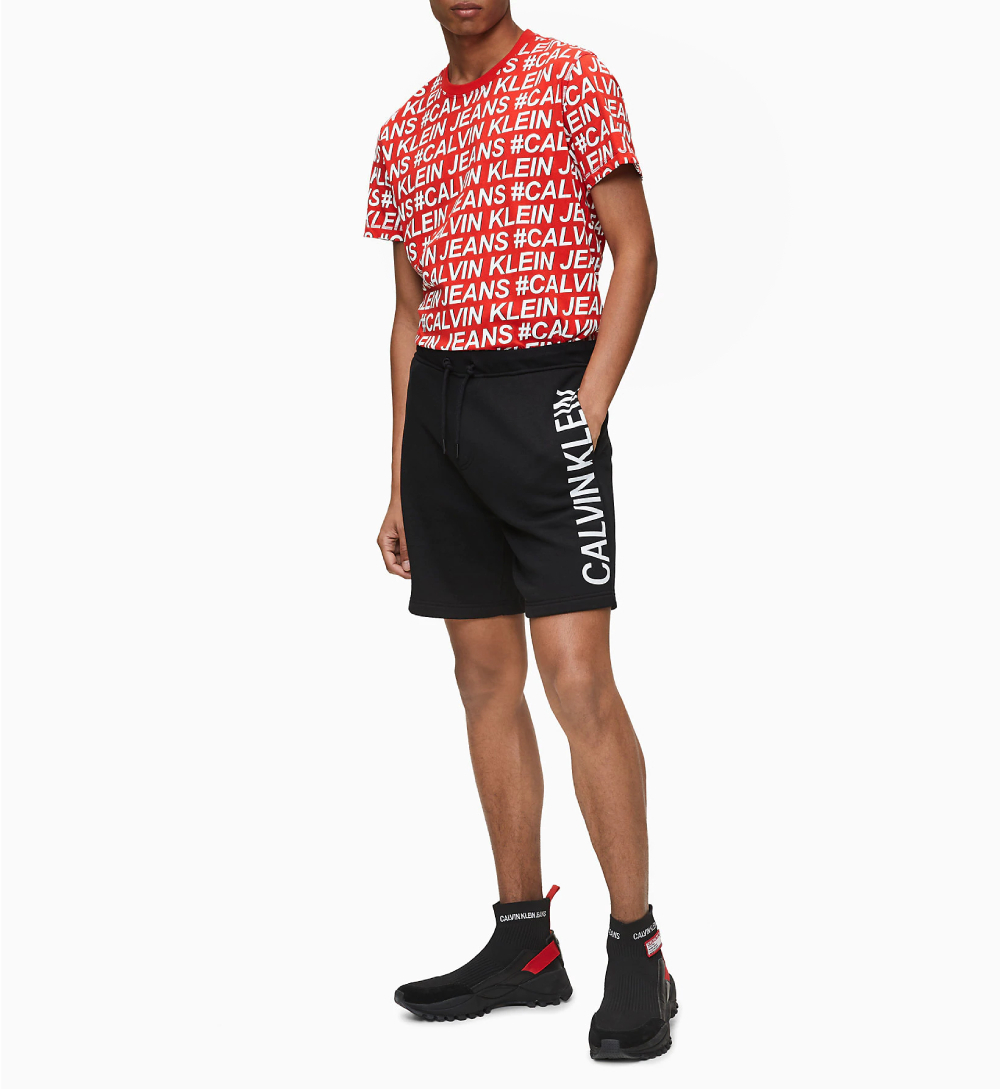Calvin Klein pánské červené tričko s celoplošným potiskem - M (0KP)