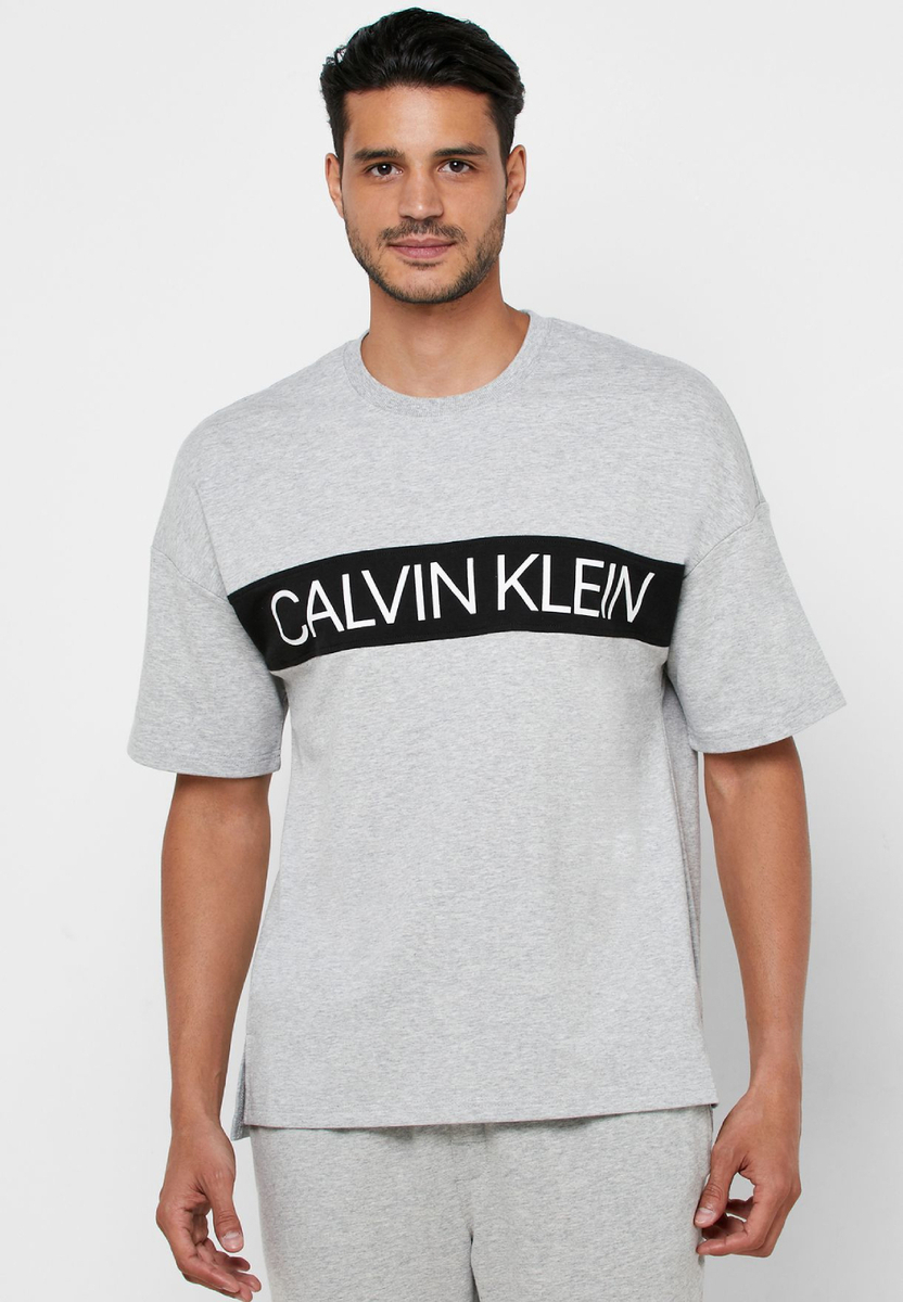 Calvin Klein pánské šedé tričko Logo