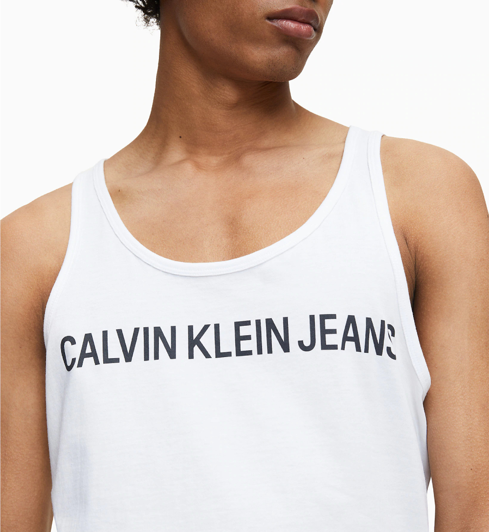Calvin Klein pánské bílé tričko bez rukávů - L (YAF)