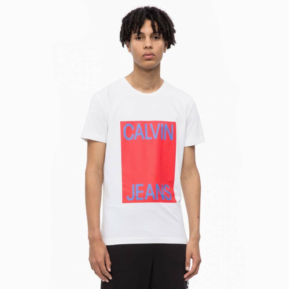 Calvin Klein pánské bílé tričko Calvin - S (901)