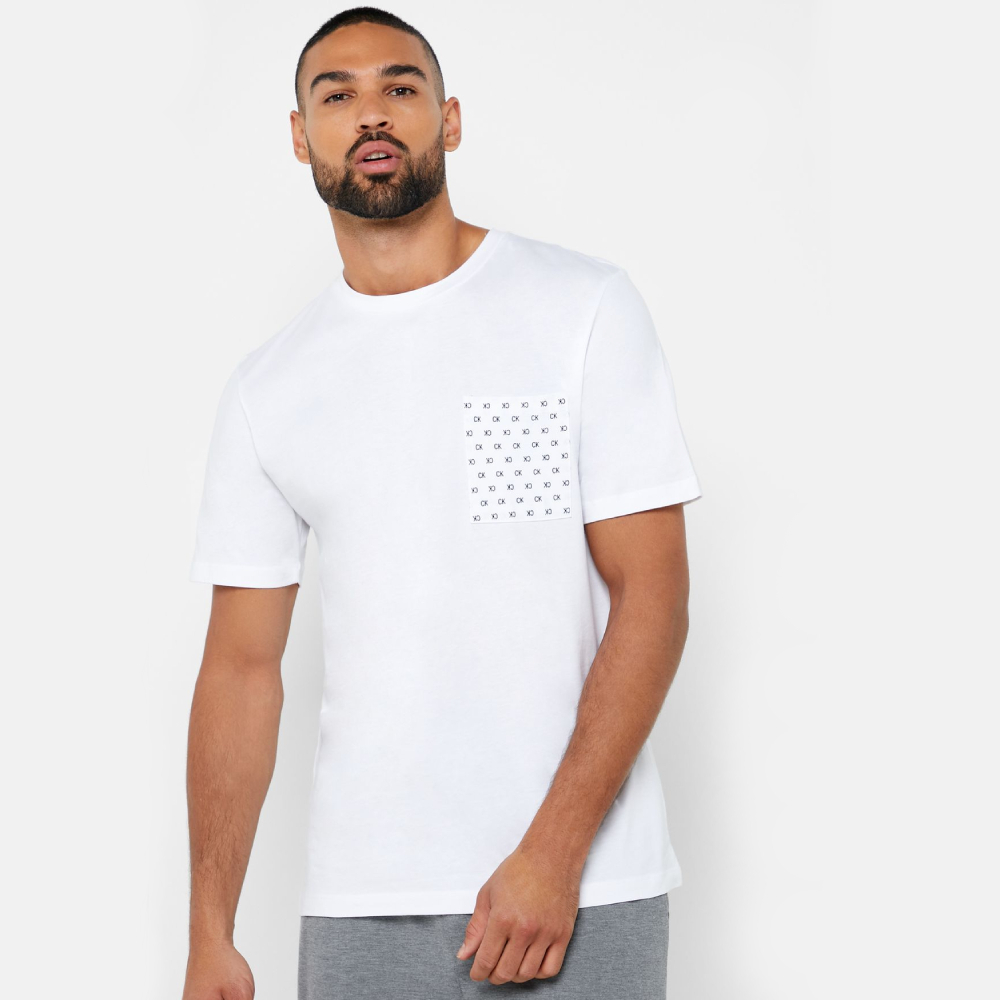 Calvin Klein pánské bílé tričko s logem na kapsičce - XL (112)