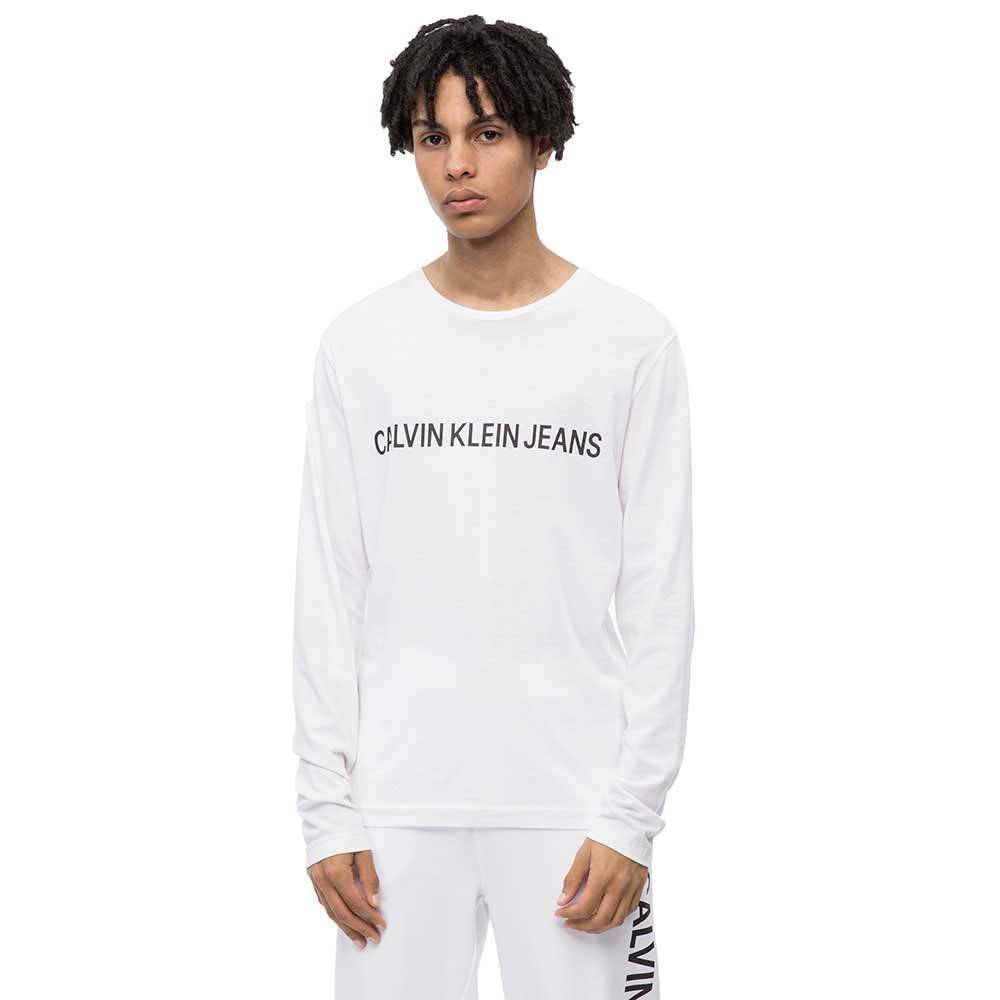 Calvin Klein pánské bílé tričko s dlouhým rukávem - XL (112)