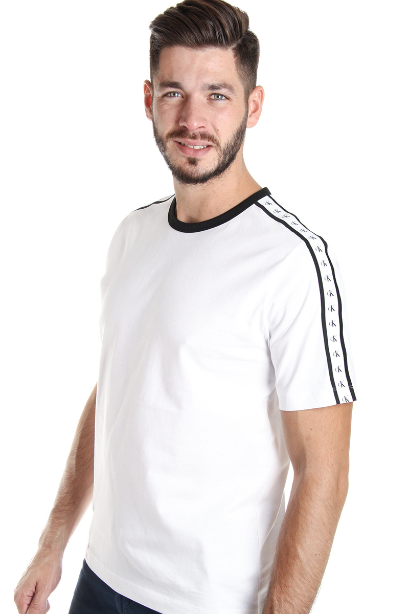 Calvin Klein pánské bílé tričko Tape - L (YAF)