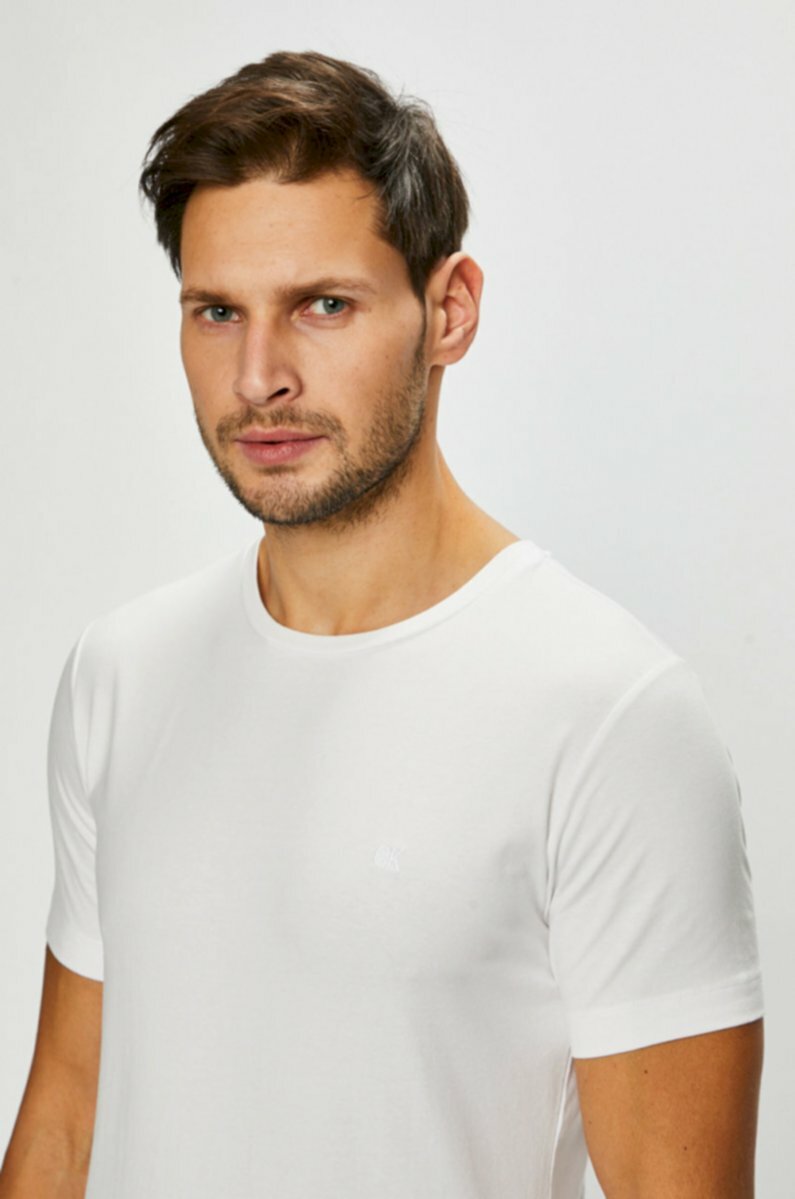Calvin Klein pánské bílé tričko Embro - L (112)