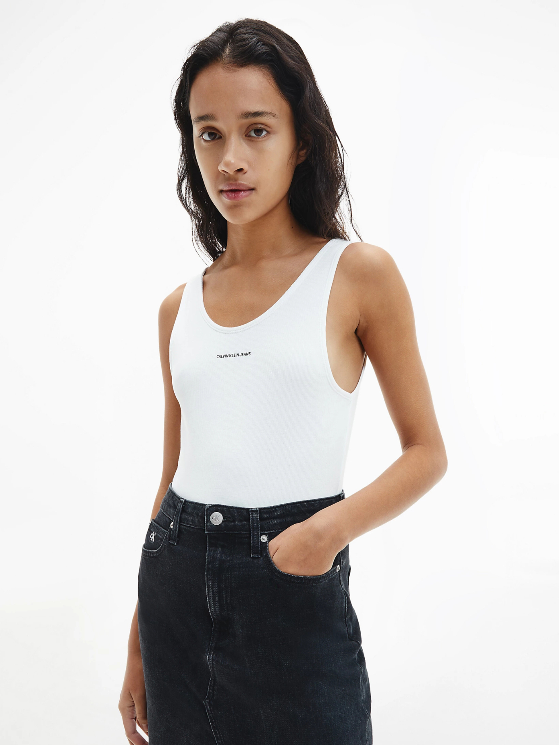 Calvin Klein dámské bílé body - S (YAF)