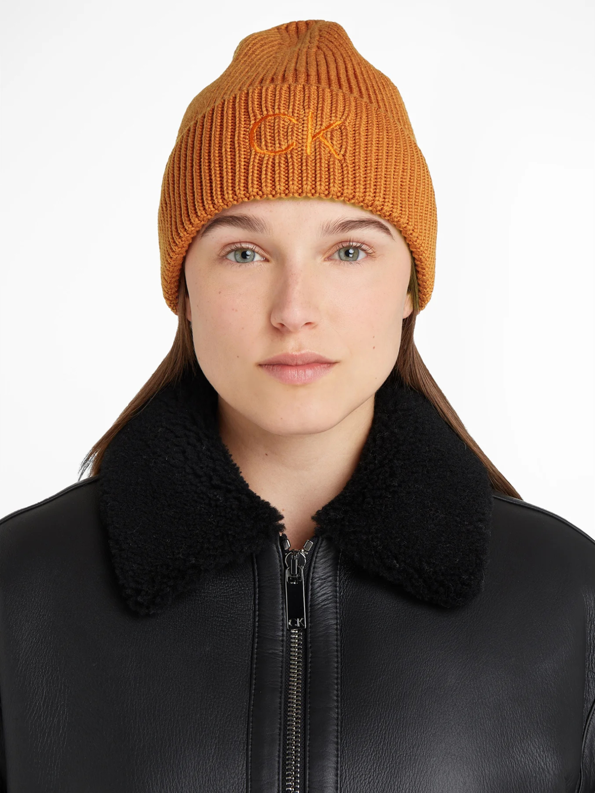 Levně Calvin Klein dámská oranžová čepice