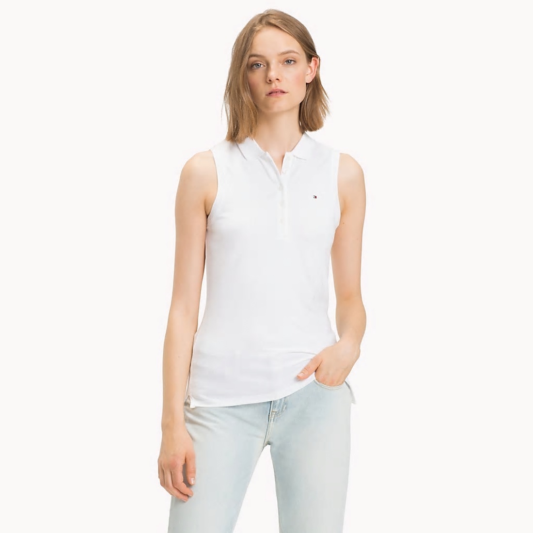 Tommy Hilfiger dámské bílé polo New Chiara - XS (100)