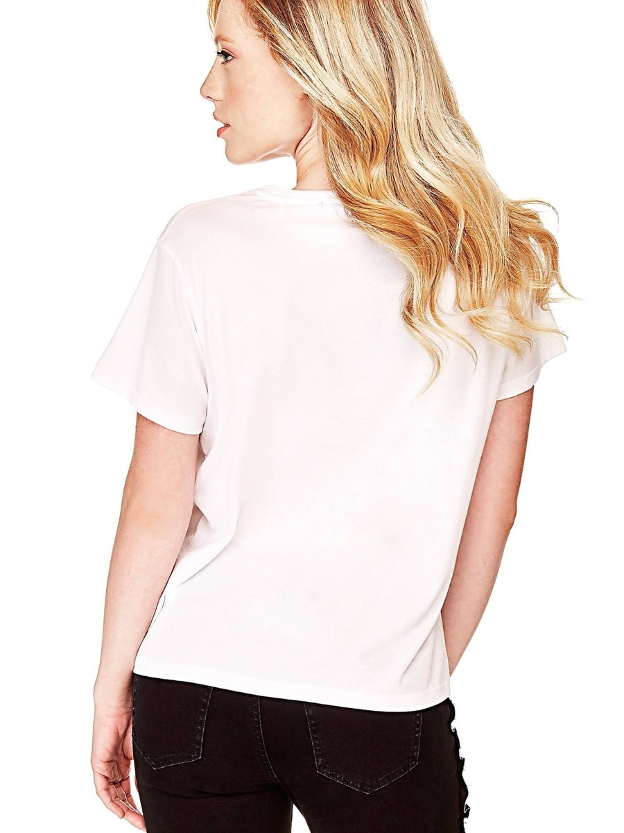 Guess dámské bílé tričko s potiskem - XS (A000)