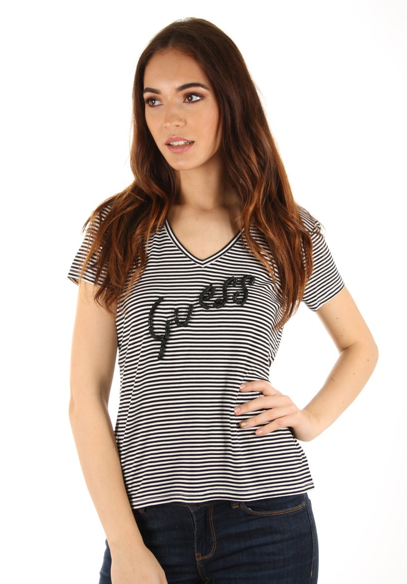 Guess dámské pruhované tričko  - XS (ST04)