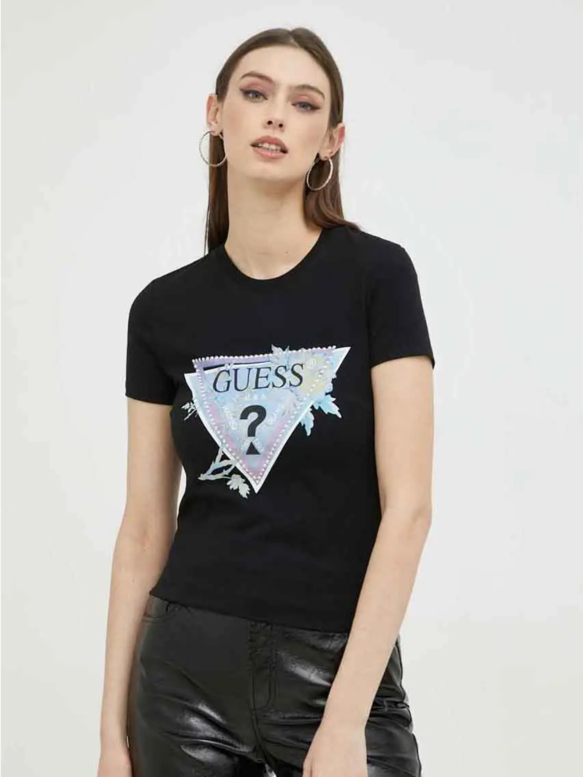 Guess dámské černé tričko - XS (JBLK)