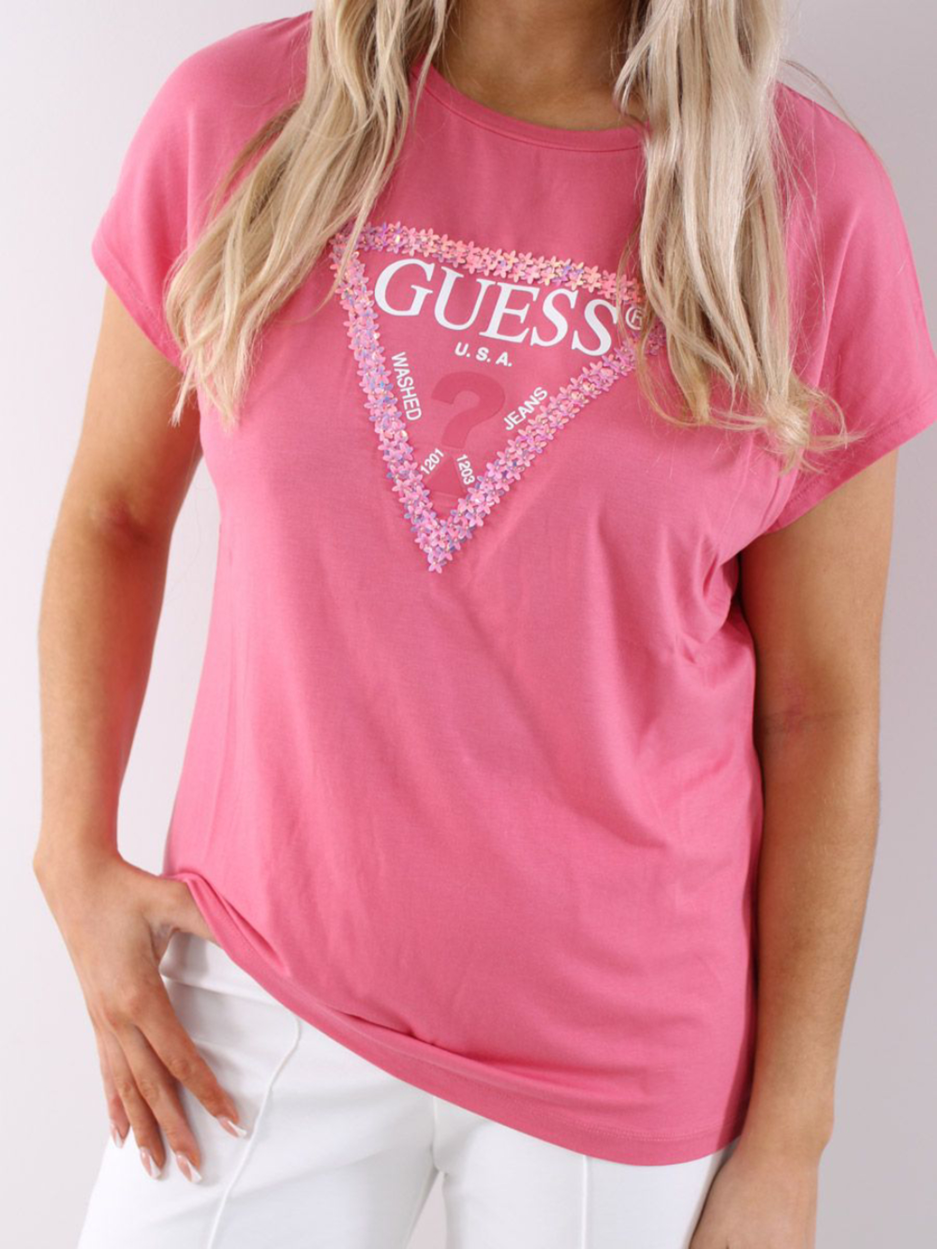 Guess dámské růžové tričko - M (G65P)