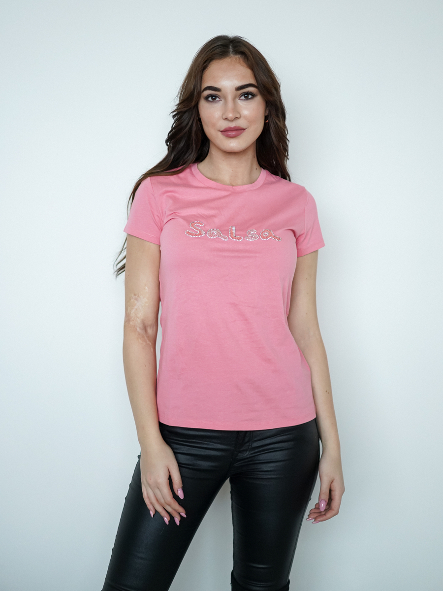 Levně Salsa Jeans dámské růžové tričko