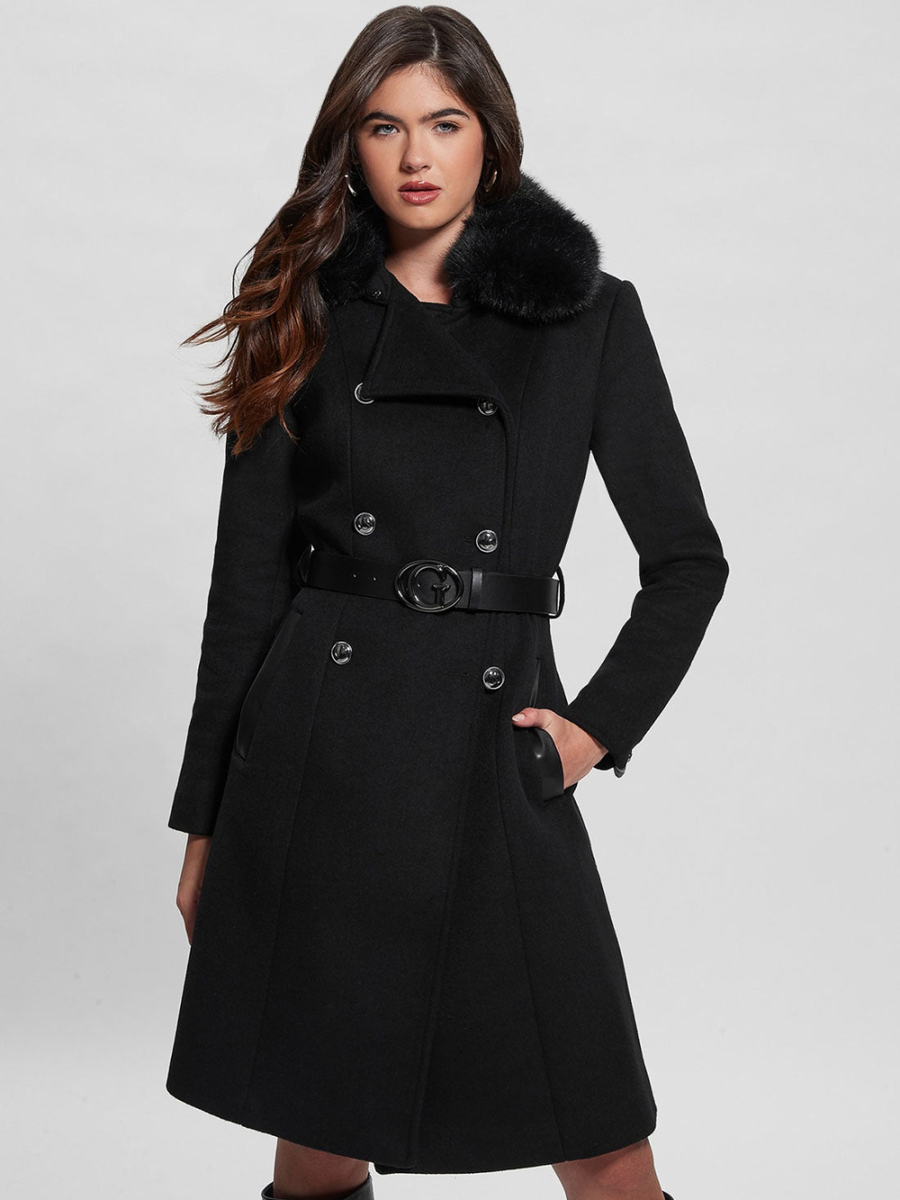 Guess dámský černý kabát - M (JBLK)