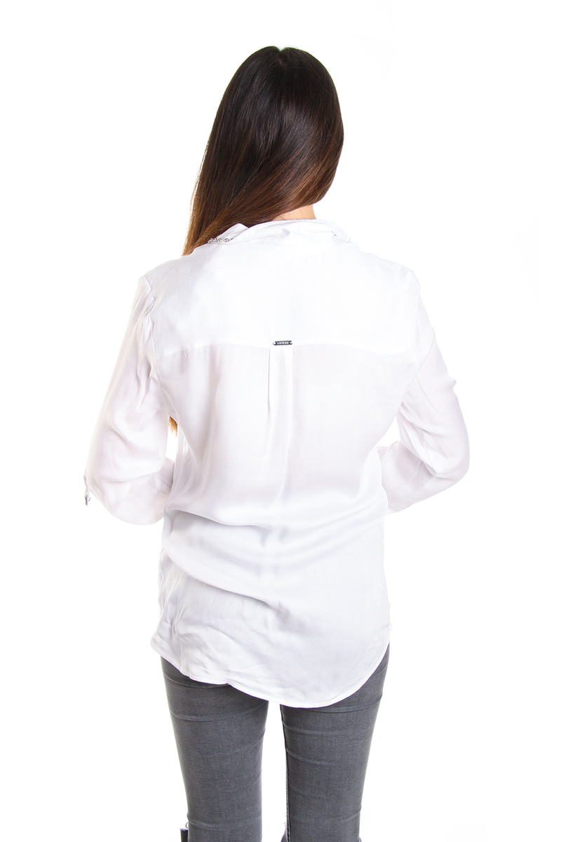 Guess dámská bílá košile se stříbrnými perličkami - XS (TWHT)