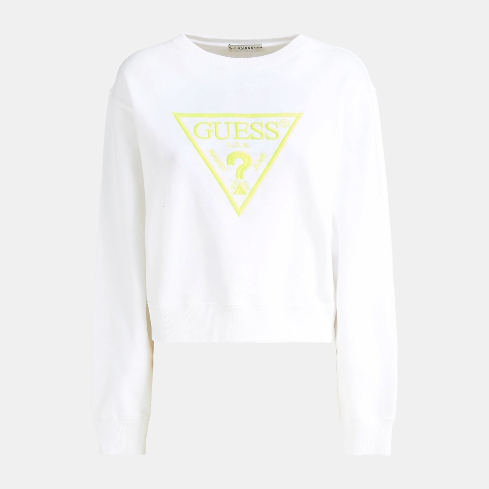 Guess dámská bílá mikina Neon Logo - XS (TWHT)