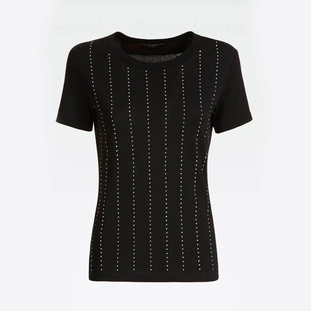 Guess dámské černé tričko s kamínky - XS (JBLK)