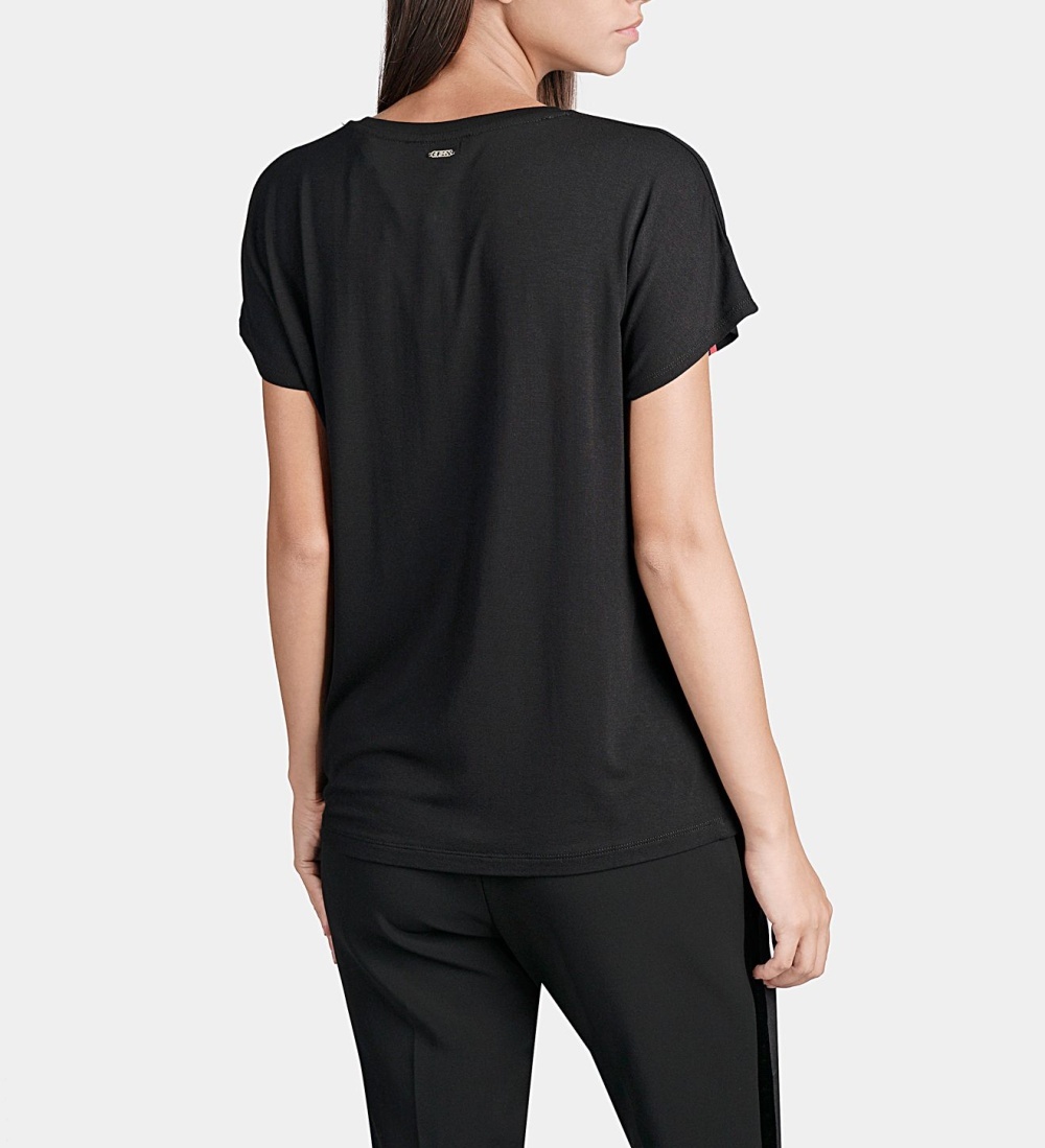 Guess dámské černé tričko se vzorem - XS (JBLK)