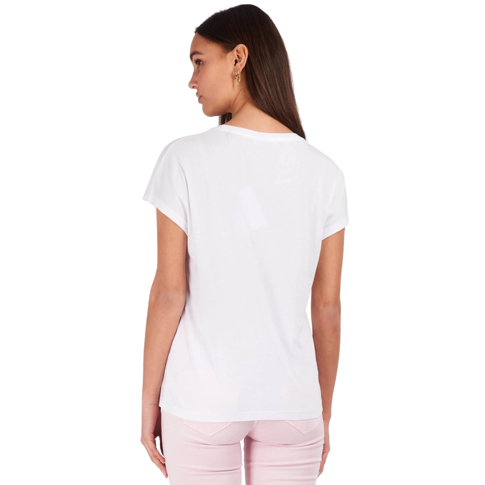 Guess dámské bílé tričko s aplikací - XS (TWHT)