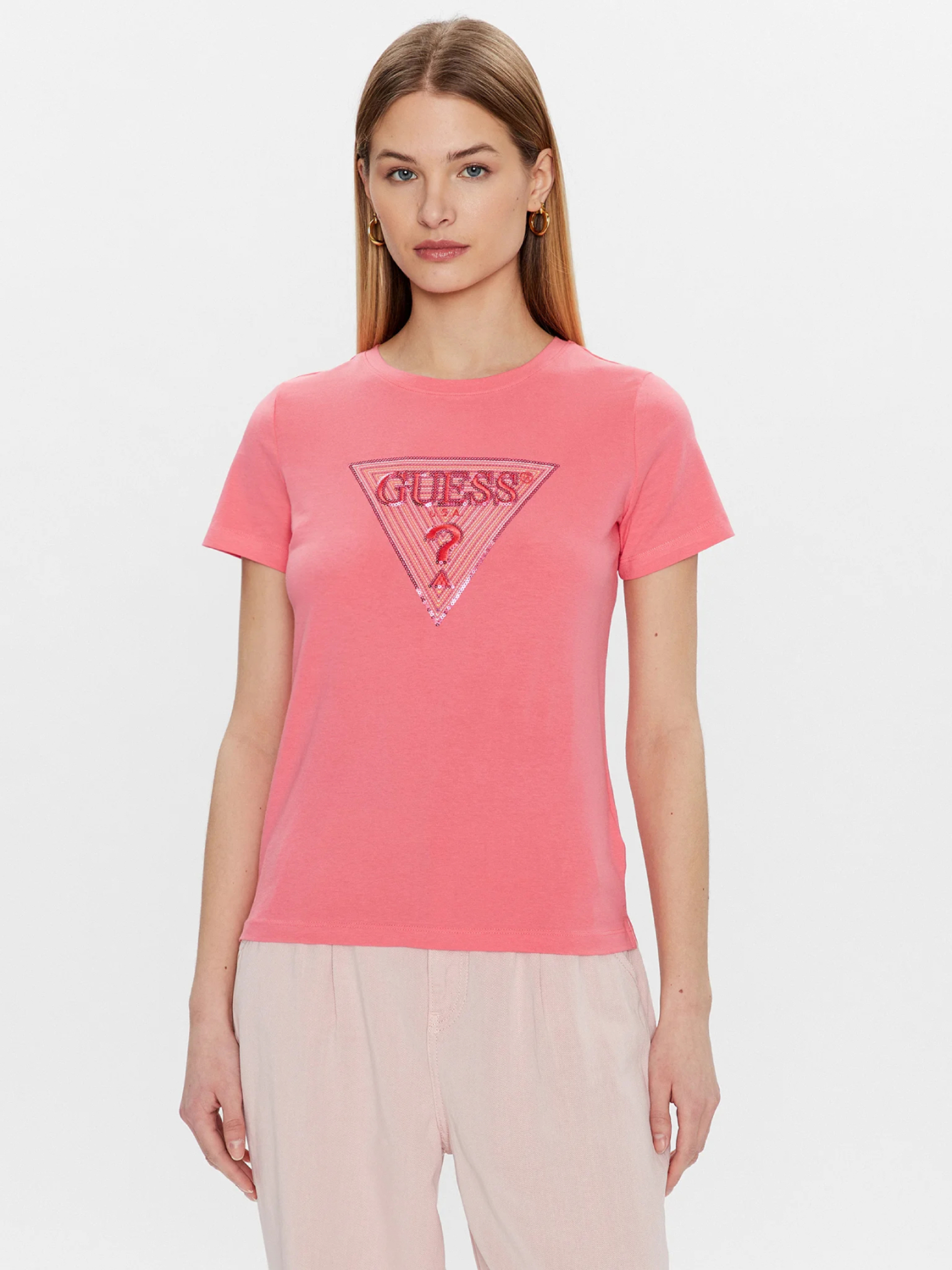 Guess dámské růžové tričko - XS (A60Y)