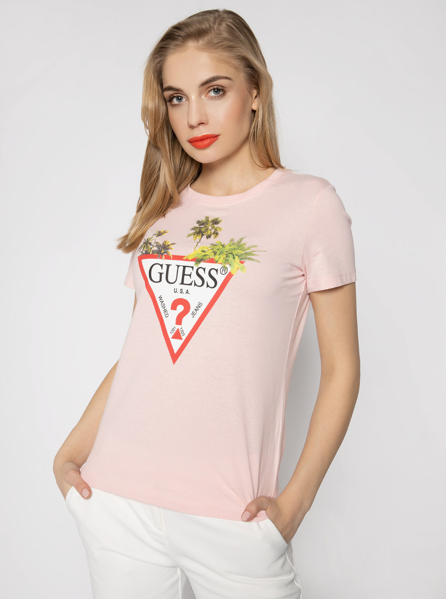 Guess dámské růžové tričko Palm - XS (G615)