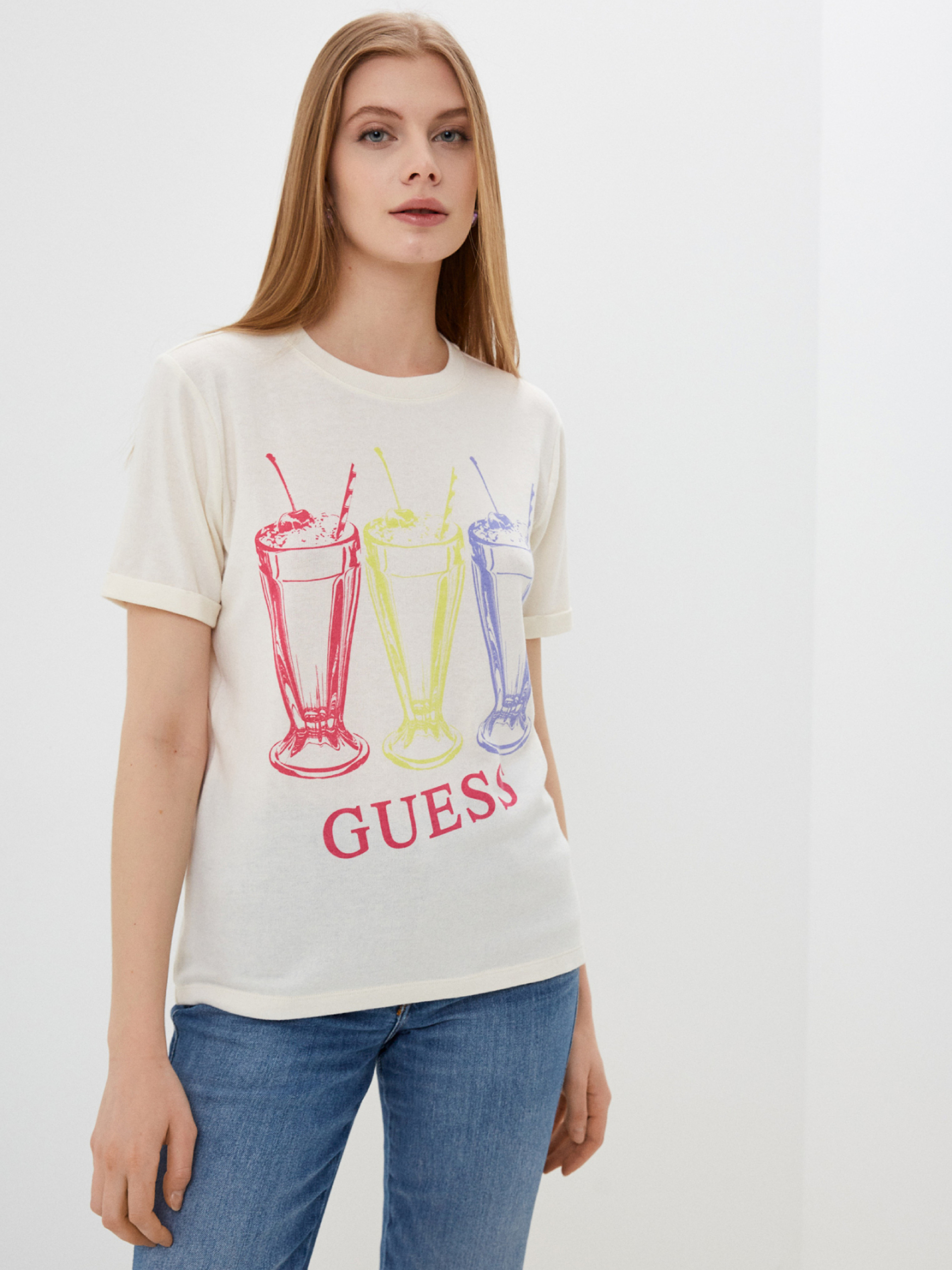 Levně Guess dámské smetanové tričko - S (G012)