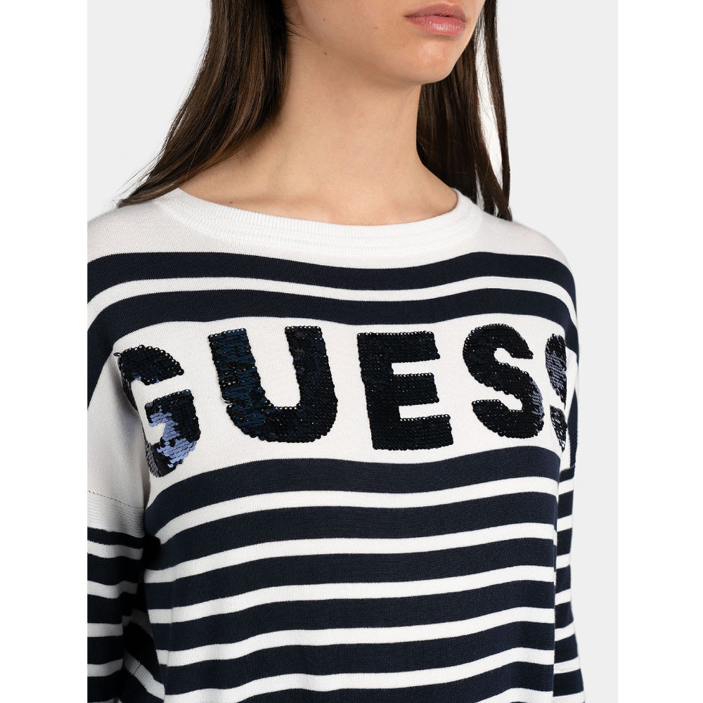Guess dámský pruhovaný svetr s flitry Megan - XS (S233)