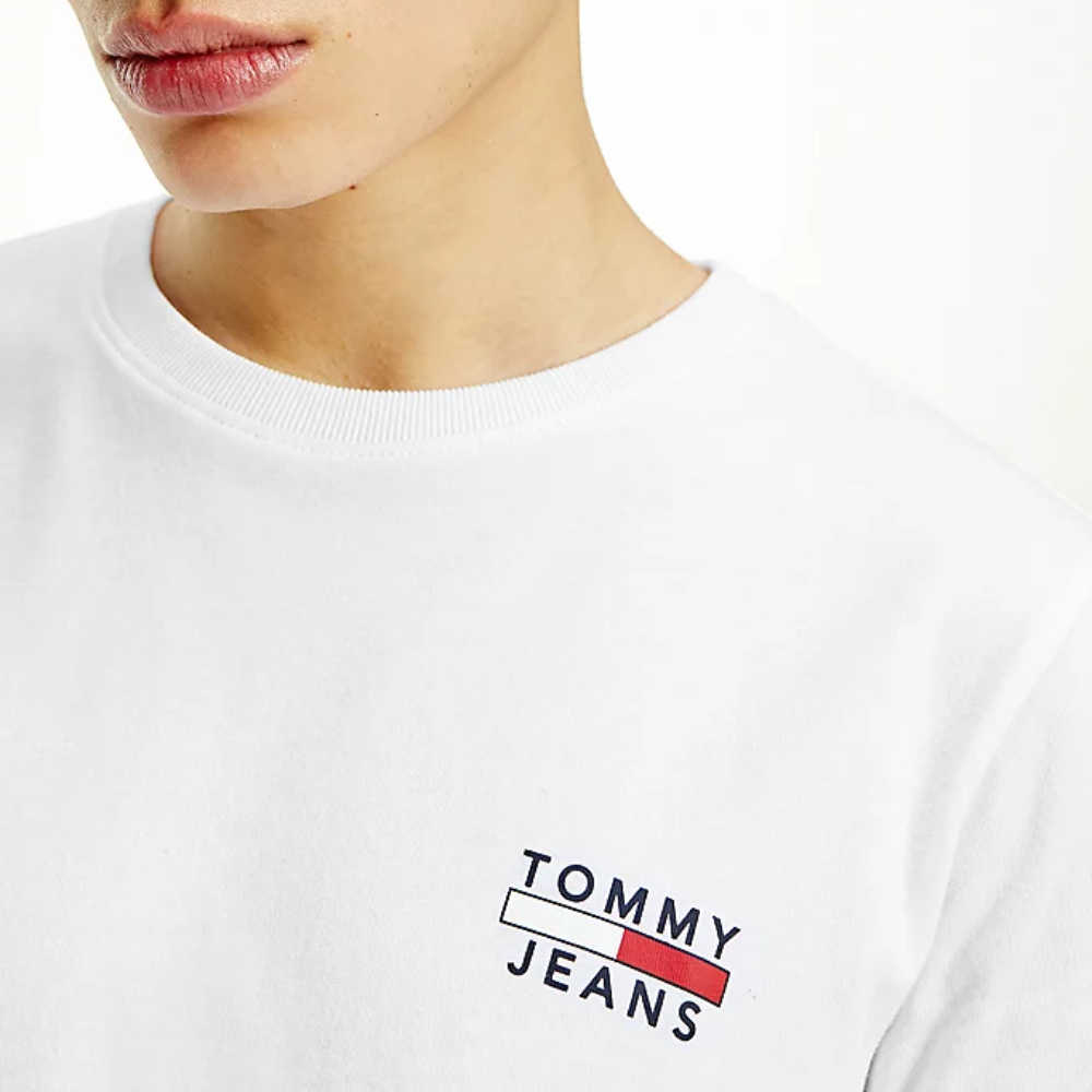 Tommy Jeans pánské bílé tričko CHEST LOGO - S (YBR)
