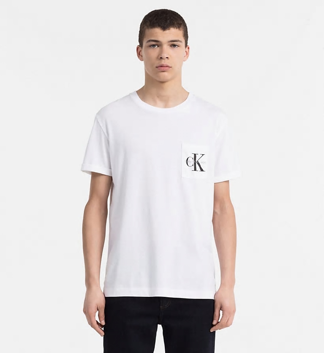 Calvin Klein pánské bílé tričko s kapsičkou
