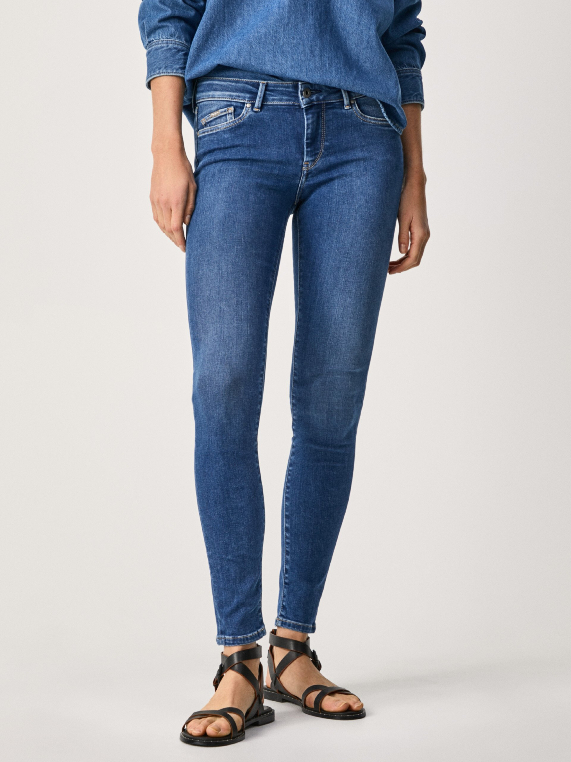 Levně Pepe Jeans dámské modré džíny Pixie - 30/30 (0)