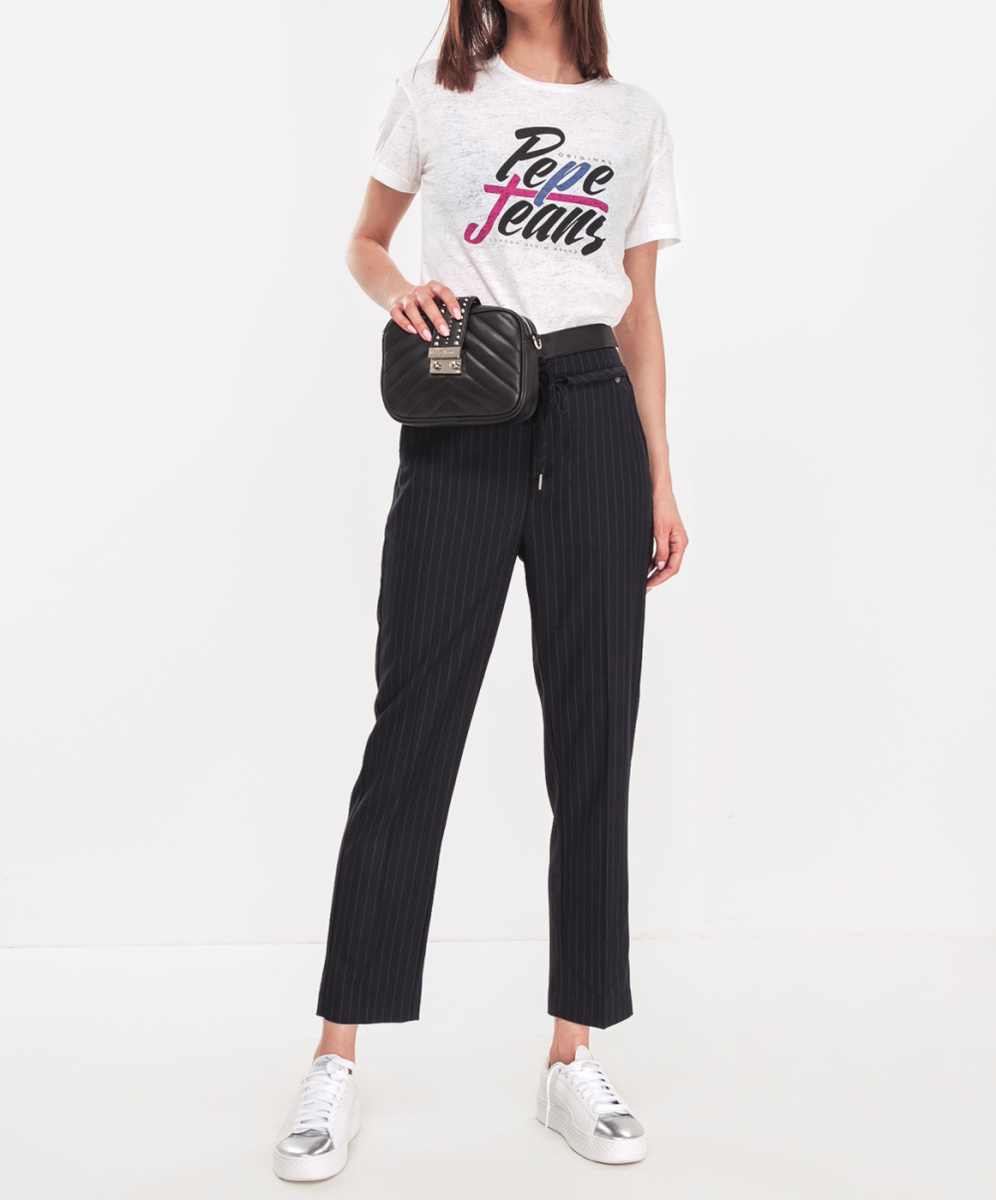 Pepe Jeans dámské tmavě modré kalhoty Aurelie proužkem - XS (551)