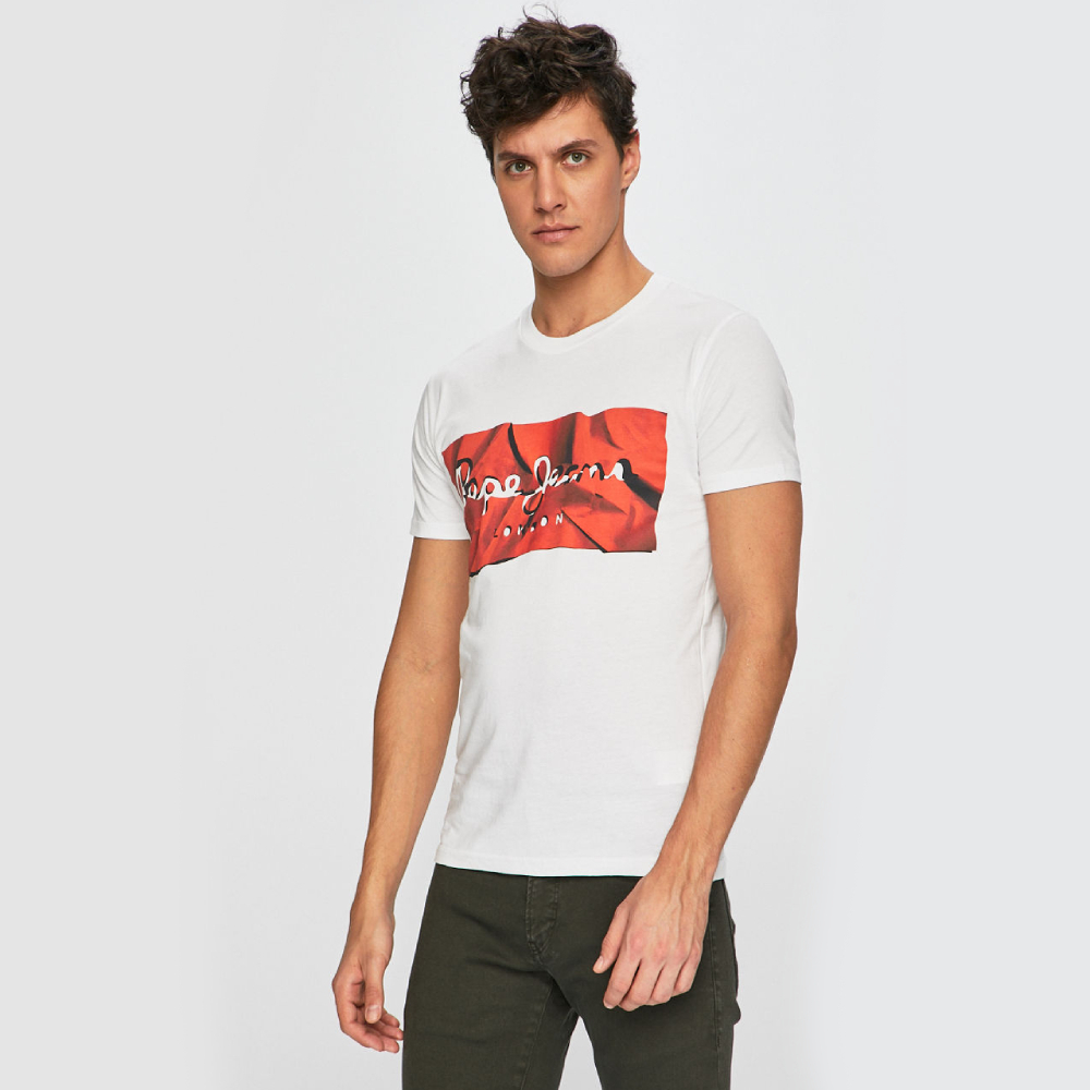 Pepe Jeans pánské tričko s červeným potiskem Raury - L (255)