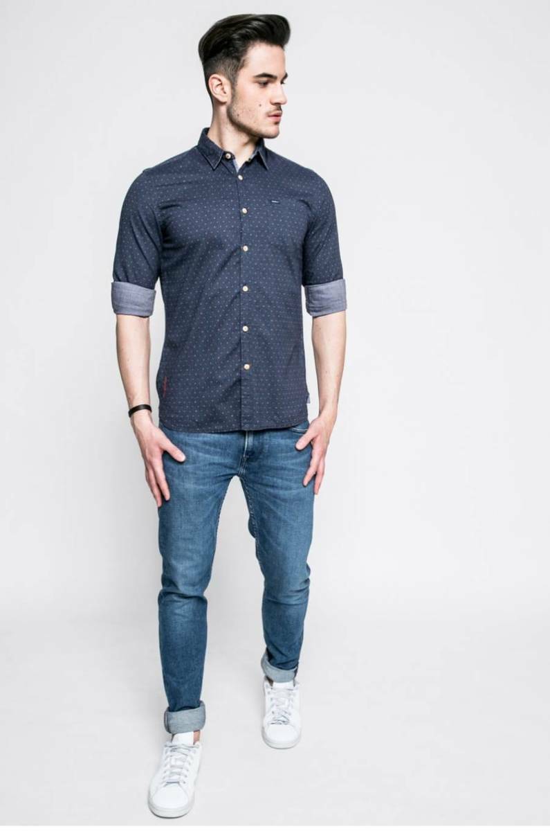 Pepe Jeans pánská tmavě modrá košile Cube - XL (561)